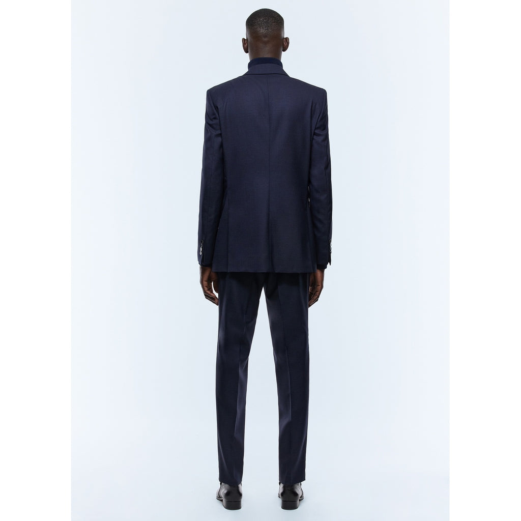Plus Size Wool Suit - Navy Blue - Prince of Wales Pattern