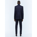 Plus Size Wool Suit - Navy Blue - Prince of Wales Pattern