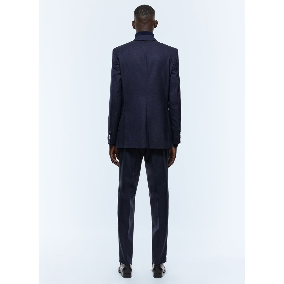 Plus Size Wool Suit - Navy Blue - Prince of Wales Pattern