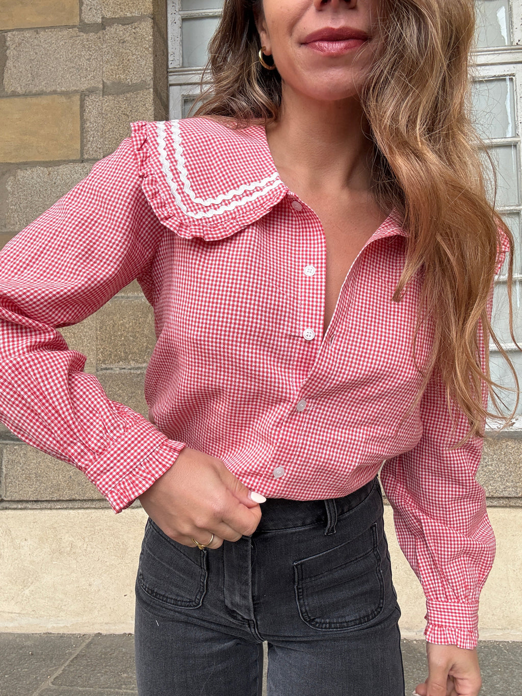 Blouse vichy col Claudine Anaëlle