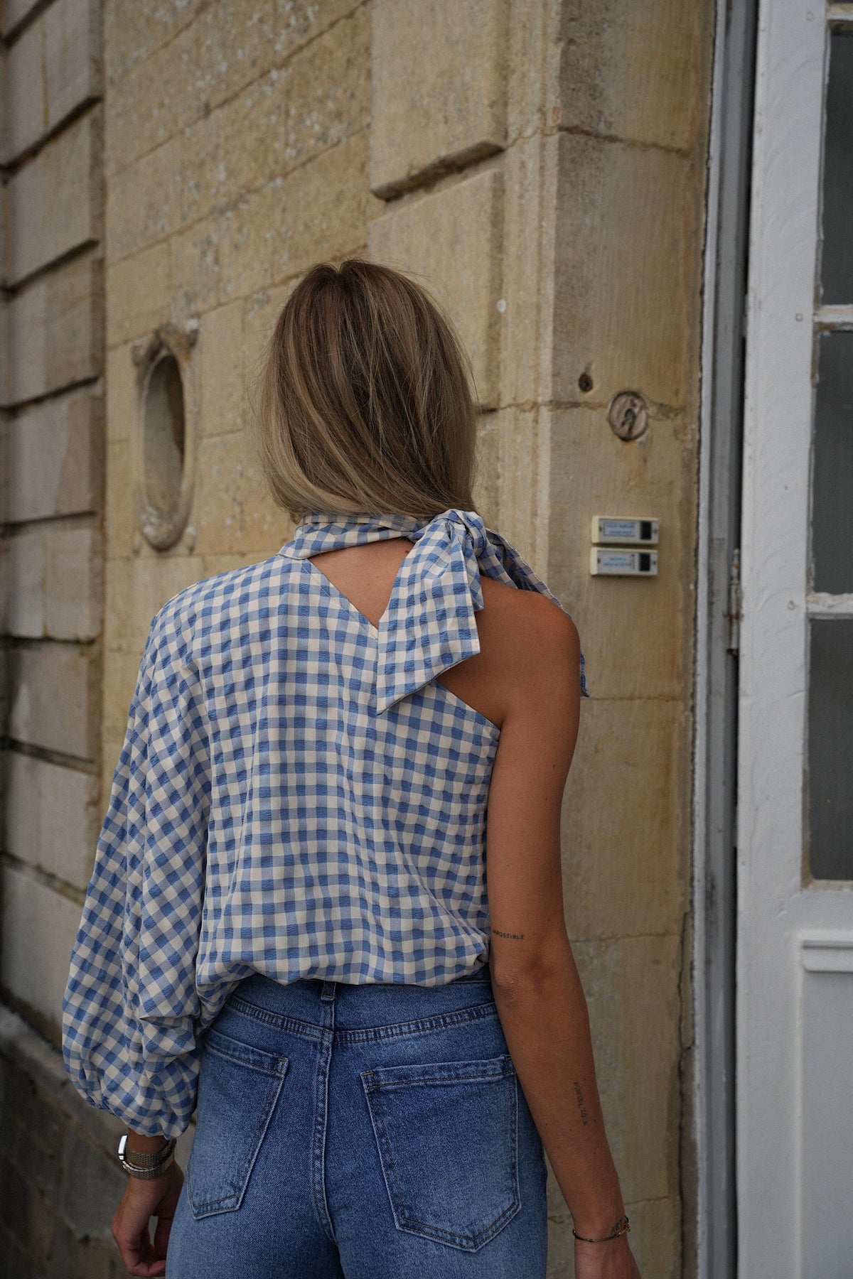 Pearl Gingham Blouse - Blue