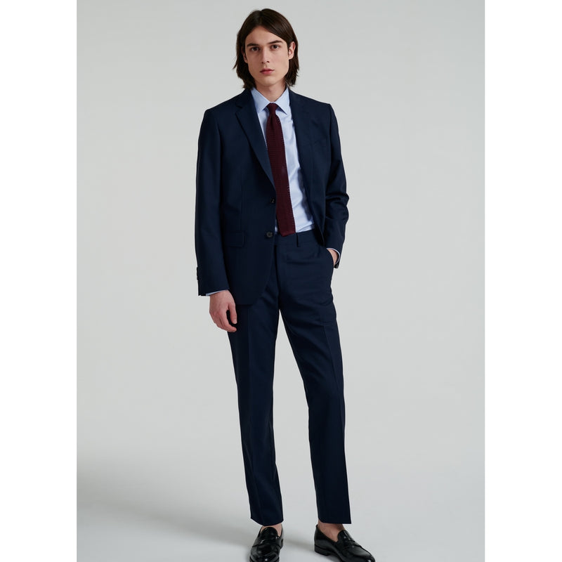 Fursac - Navy Blue Wool Canvas Check Suit