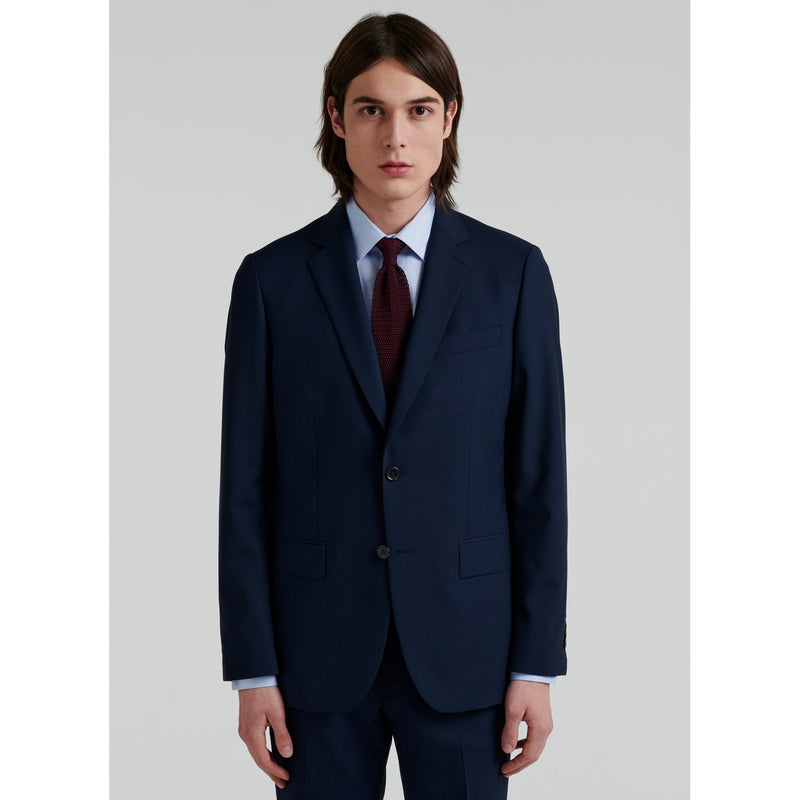 Fursac - Navy Blue Wool Canvas Check Suit