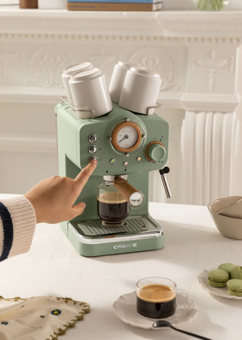 Thera Retro Matt - Espresso Machine with Matte Finish - Sage Green