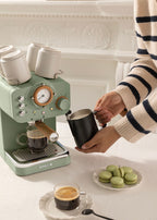 Thera Retro Matt - Espresso Machine with Matte Finish - Sage Green