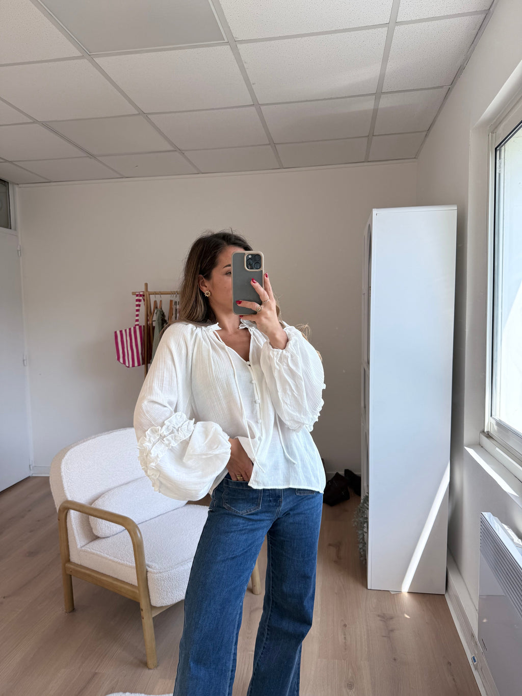 Esmée Ruffled Blouse in Ecru