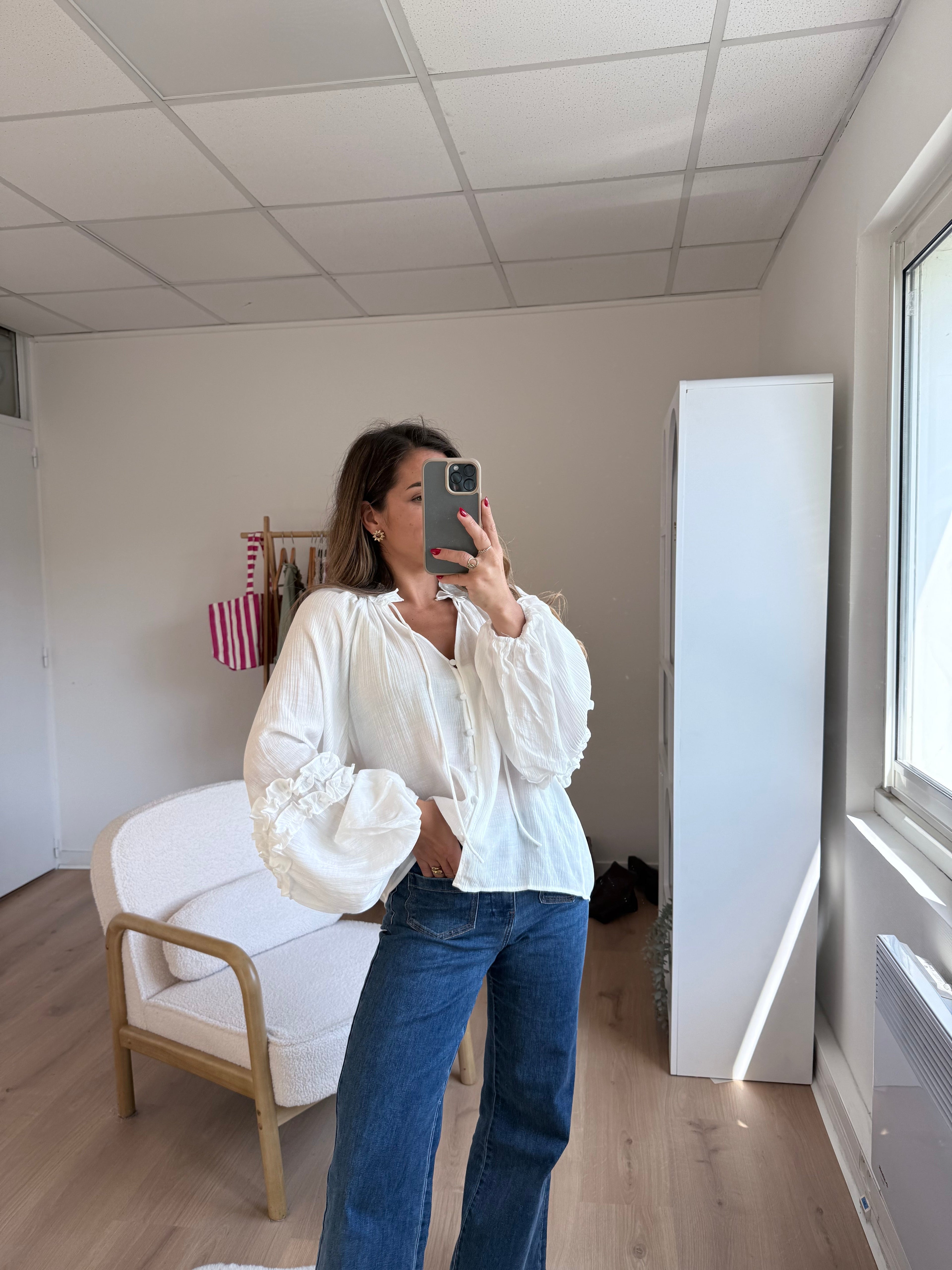 Esmée Ruffled Blouse in Ecru