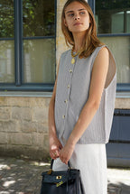 Baptiste Striped Sleeveless Vest Navy/Ecru
