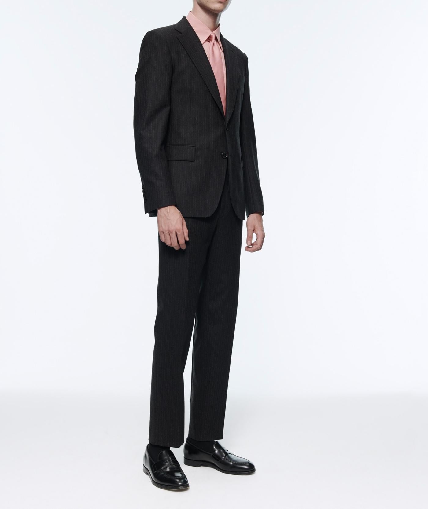 Fursac - 2-Piece Wool Flannel Striped Suit - Anthracite - Men