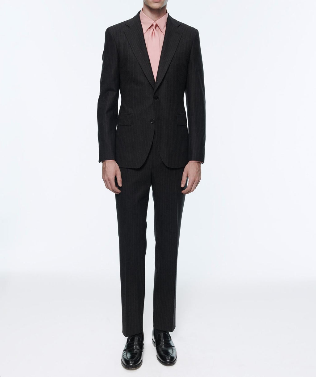 Fursac - 2-Piece Wool Flannel Striped Suit - Anthracite - Men