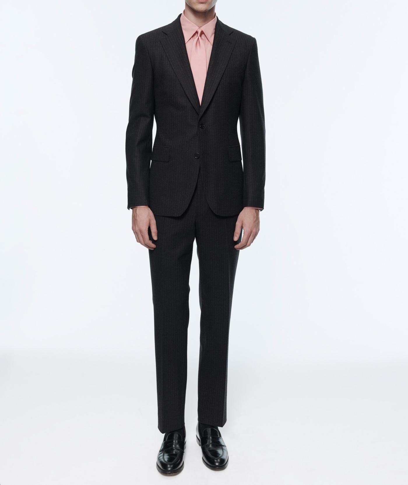 Fursac - 2-Piece Wool Flannel Striped Suit - Anthracite - Men