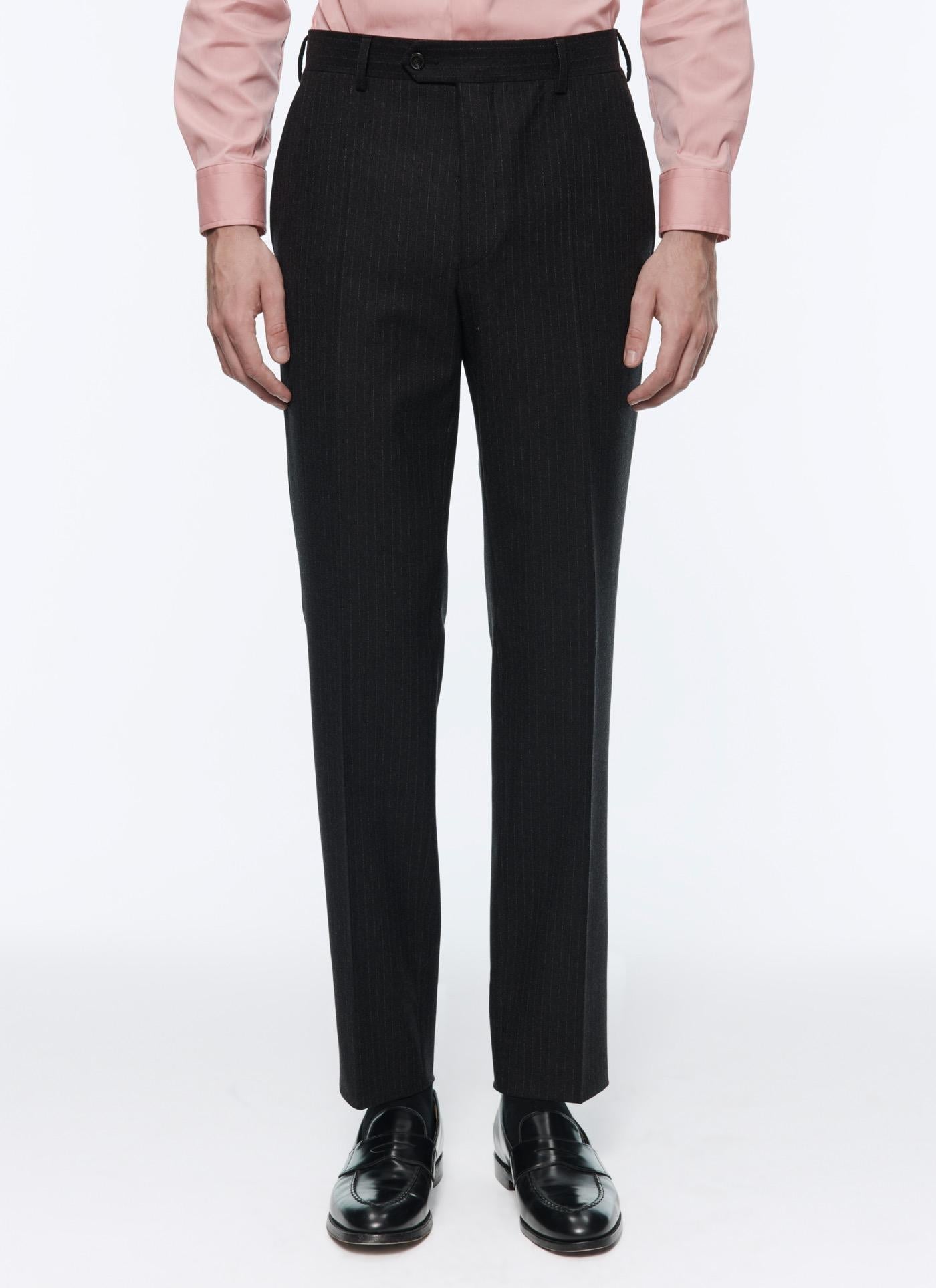 Fursac - 2-Piece Wool Flannel Striped Suit - Anthracite - Men