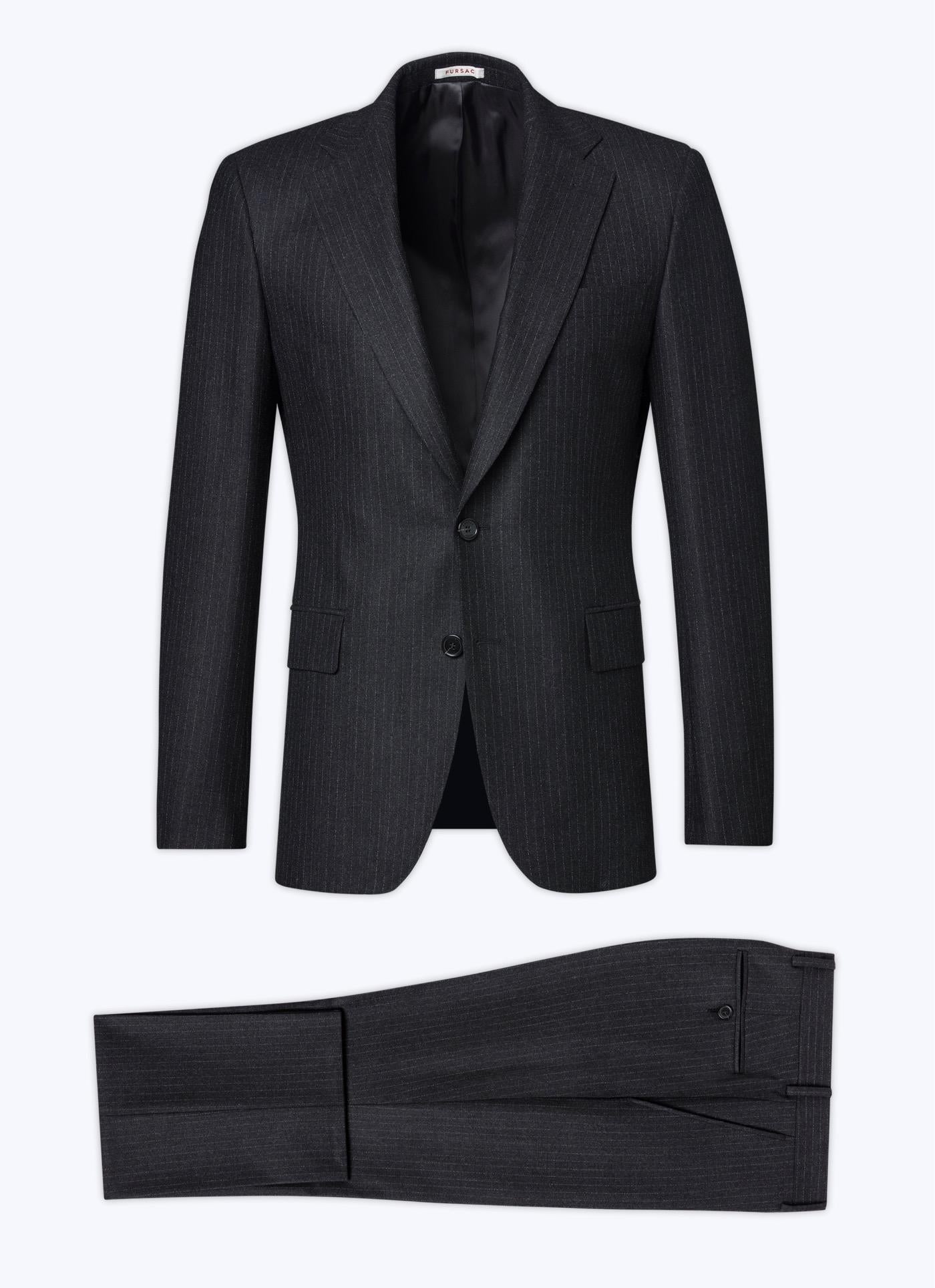 Fursac - 2-Piece Wool Flannel Striped Suit - Anthracite - Men