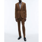 Fursac - Costume 2 Pièces Toile Unie Caramel - Cognac - Homme