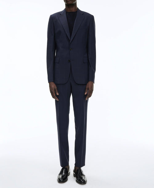 2 Piece Navy Canvas Suit with Large Woven Checks - Carbon
