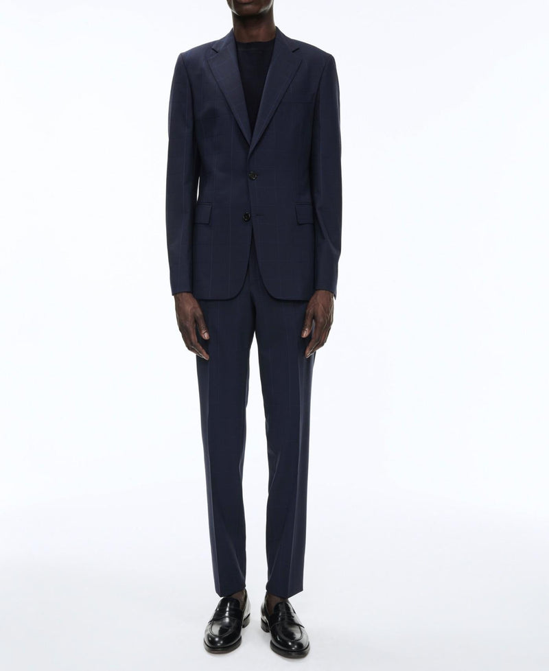 Fursac - Traje de 2 piezas de lona azul marino con grandes cuadros tejidos - Carbono - Hombre
