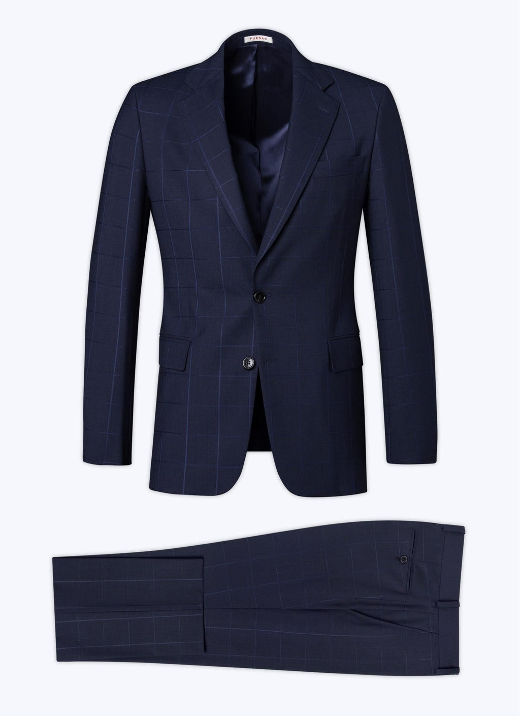 Fursac - Costume 2 Pièces Toile Marine Avec Grands Carreaux Tissés - Carbone - Homme