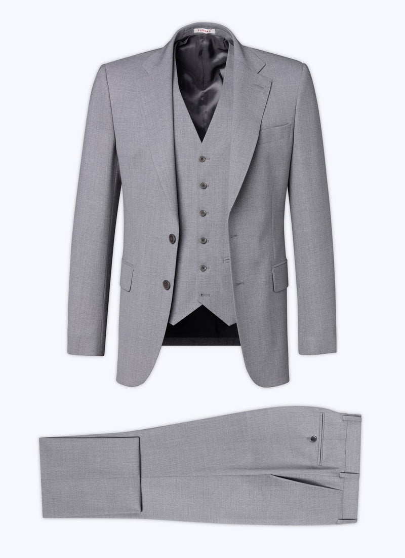Fursac - Costume 2 Pièces En Toile De Laine Fresco - Gris Moyen - Homme