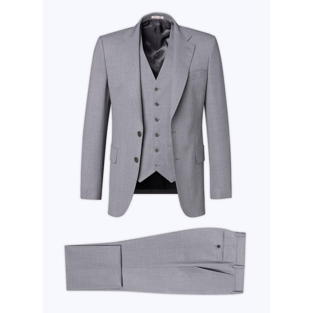 Fursac - 2-Piece Suit In Fresco Wool Canvas - Medium Grey - Men
