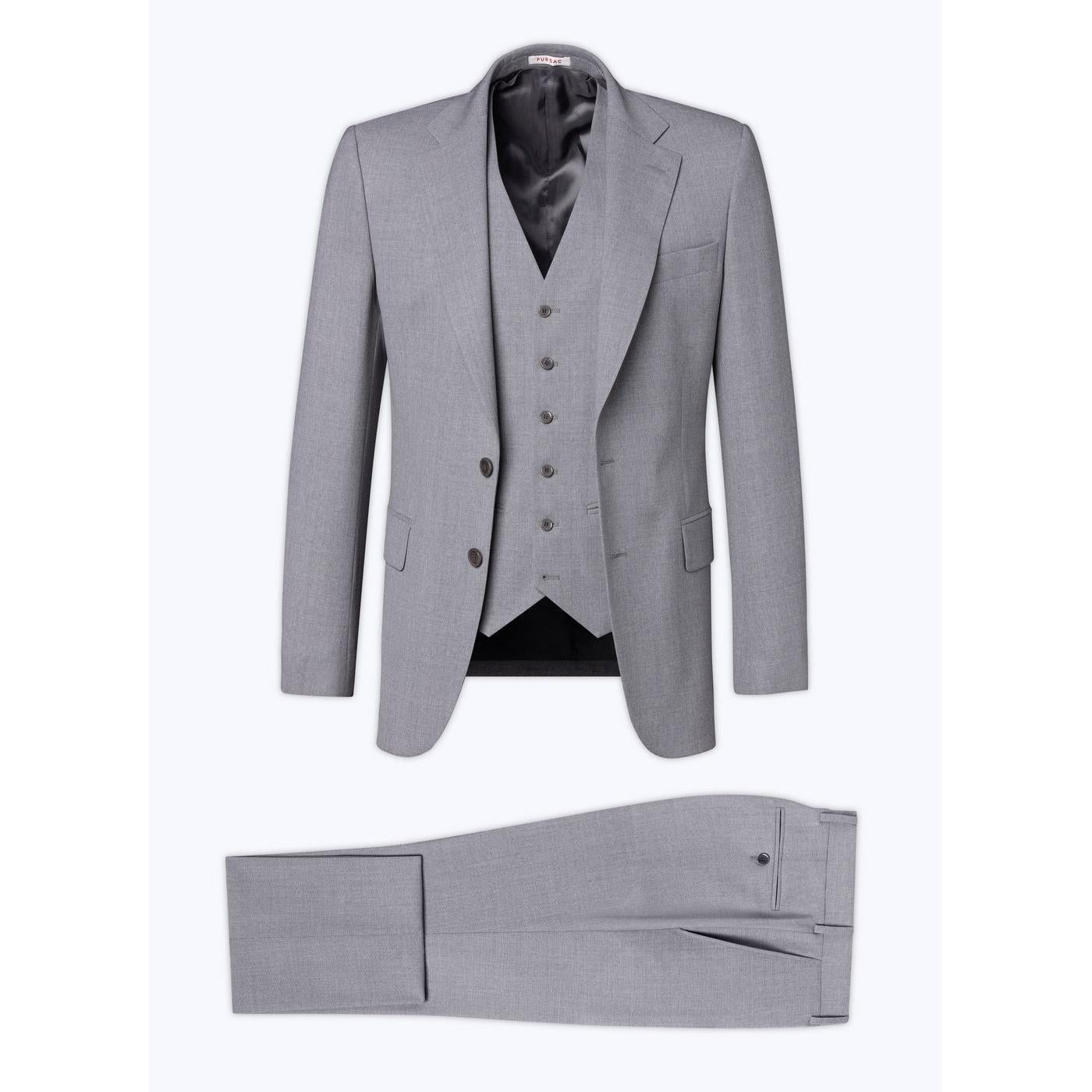Fursac - 2-Piece Suit In Fresco Wool Canvas - Medium Grey - Men