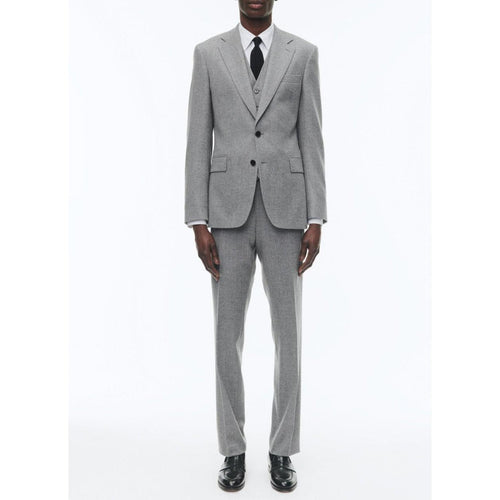 Costume 2 Pièces Ajusté En Flanelle De Laine - Gris Moyen