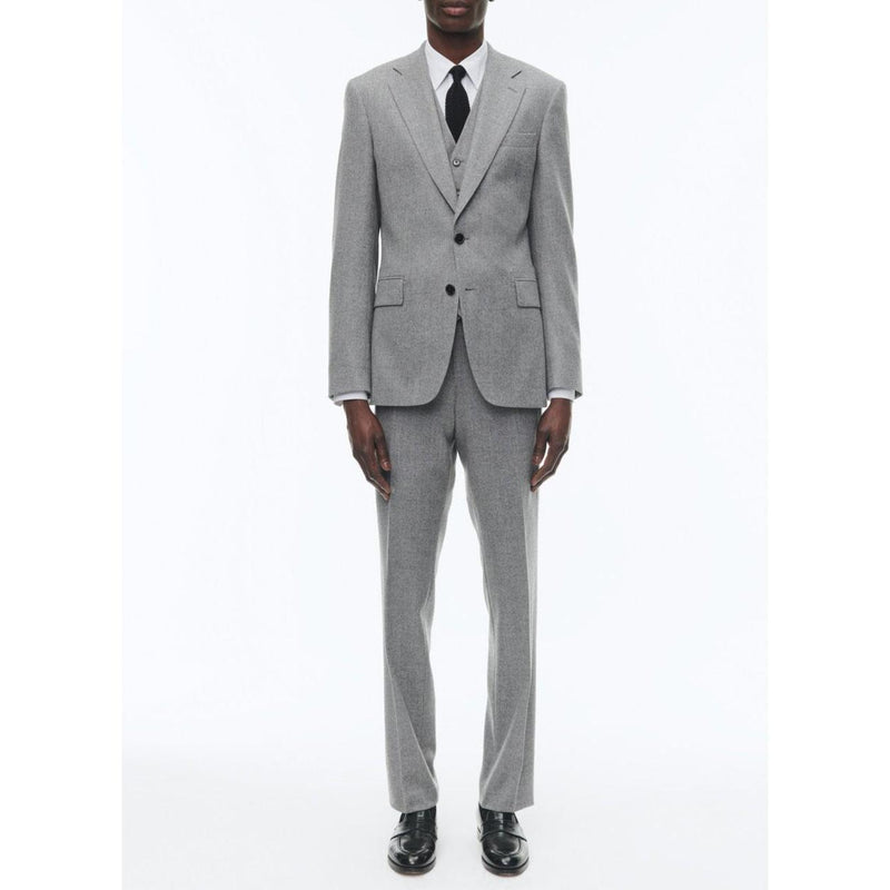 Costume 2 Pièces Ajusté En Flanelle De Laine - Gris Moyen