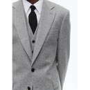 Costume 2 Pièces Ajusté En Flanelle De Laine - Gris Moyen