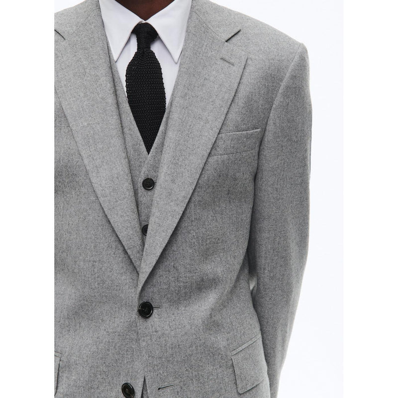 Costume 2 Pièces Ajusté En Flanelle De Laine - Gris Moyen