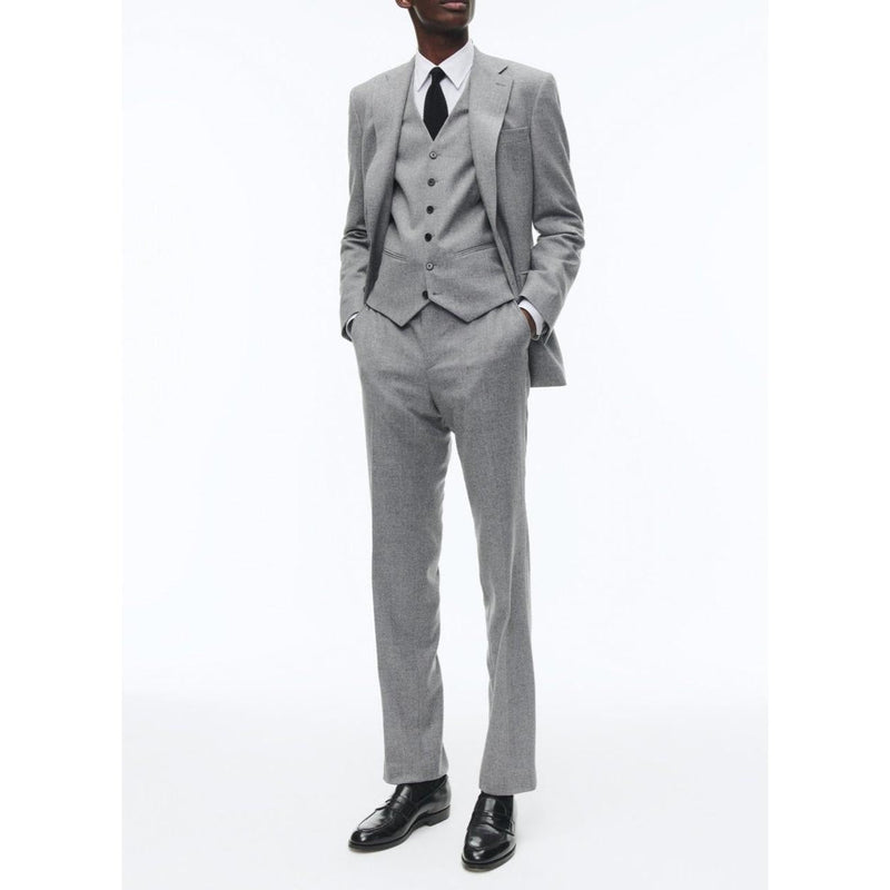Traje entallado de franela de lana de 2 piezas - Gris medio