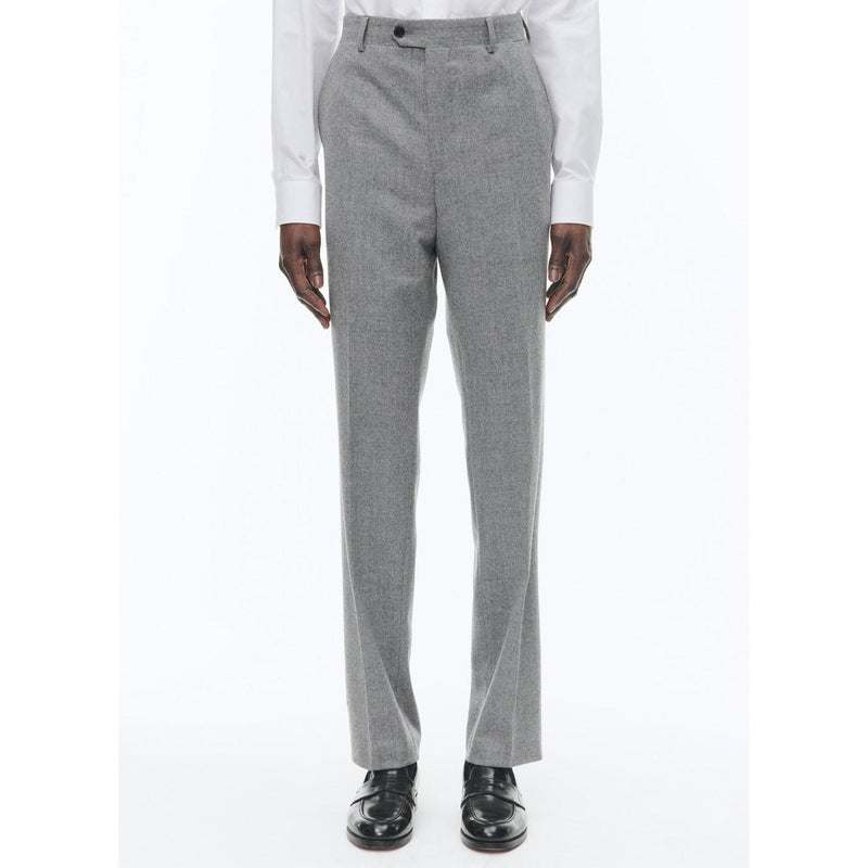 Costume 2 Pièces Ajusté En Flanelle De Laine - Gris Moyen