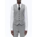 Costume 2 Pièces Ajusté En Flanelle De Laine - Gris Moyen