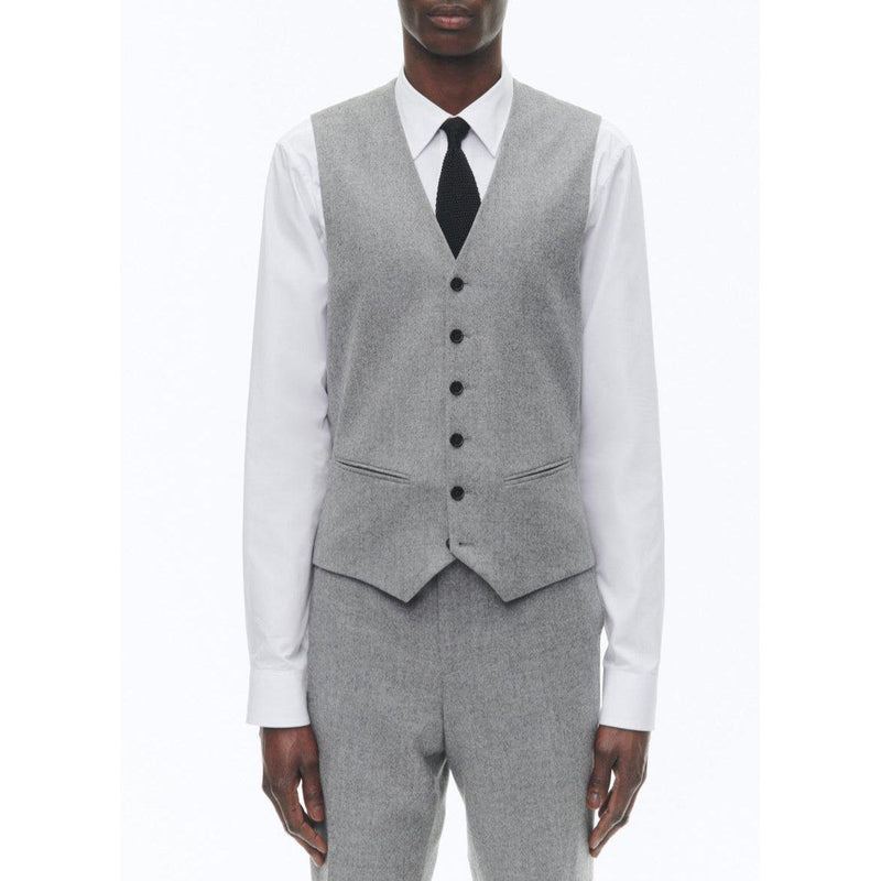 Costume 2 Pièces Ajusté En Flanelle De Laine - Gris Moyen