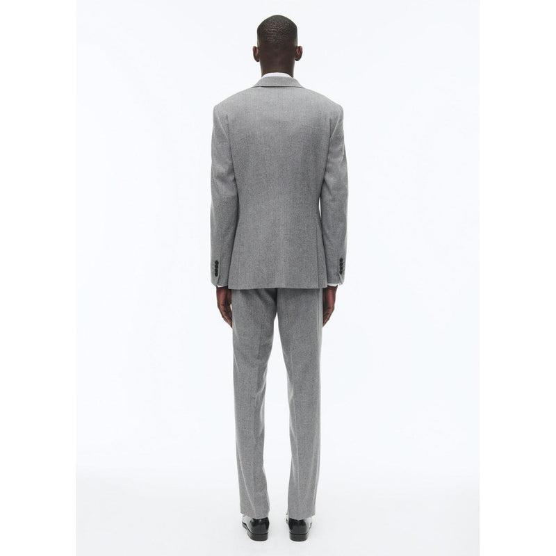 Costume 2 Pièces Ajusté En Flanelle De Laine - Gris Moyen