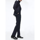 Costume Ajusté En Laine À Plumetis - Bleu Marine - Motif Plumetis