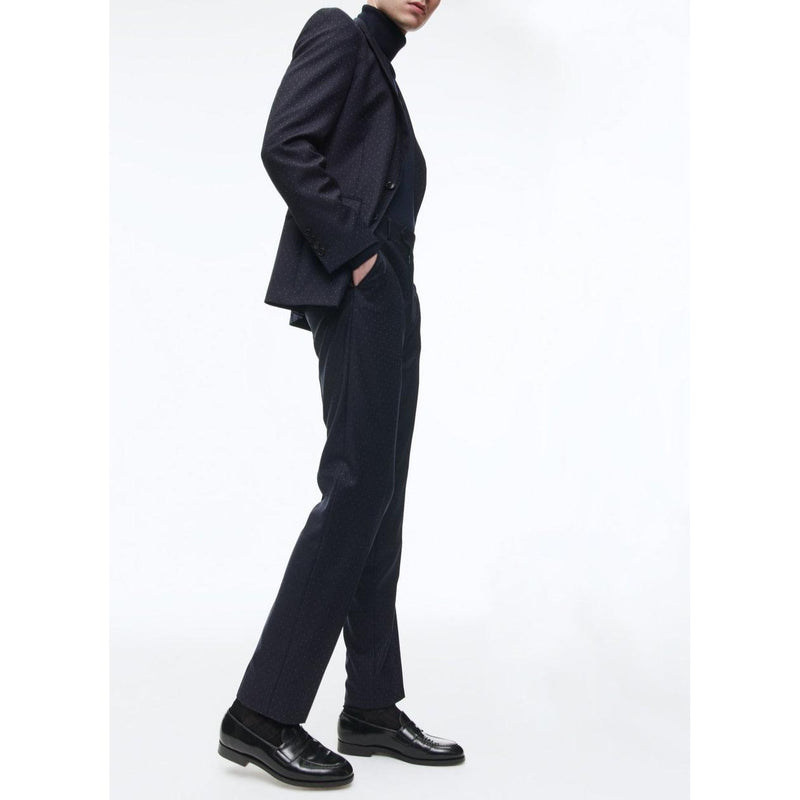 Costume Ajusté En Laine À Plumetis - Bleu Marine - Motif Plumetis