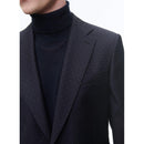 Costume Ajusté En Laine À Plumetis - Bleu Marine - Motif Plumetis