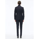 Costume Ajusté En Laine À Plumetis - Bleu Marine - Motif Plumetis