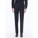 Costume Ajusté En Laine À Plumetis - Bleu Marine - Motif Plumetis