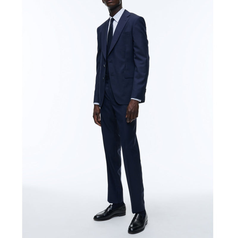 Fursac - Navy Blue Herringbone Wool Suit - Navy Blue