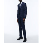Fursac - Navy Blue Herringbone Wool Suit - Navy Blue
