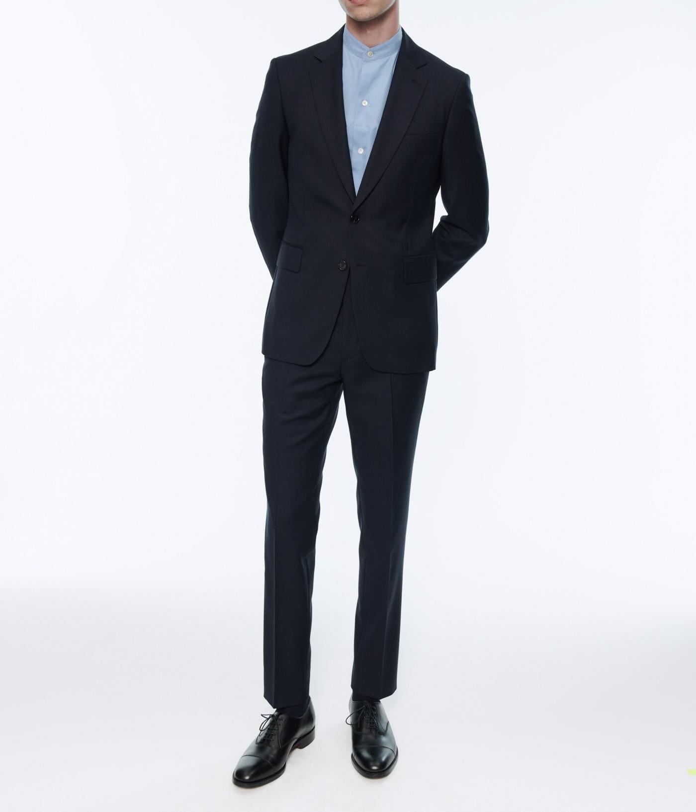 Fursac - Navy Blue Wool Canvas Suit