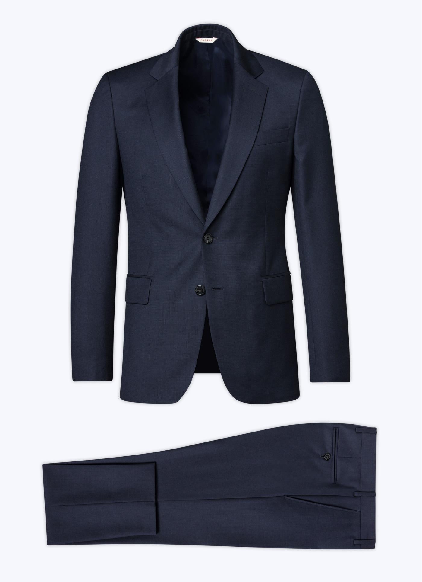 Fursac - Navy Blue Wool Canvas Suit