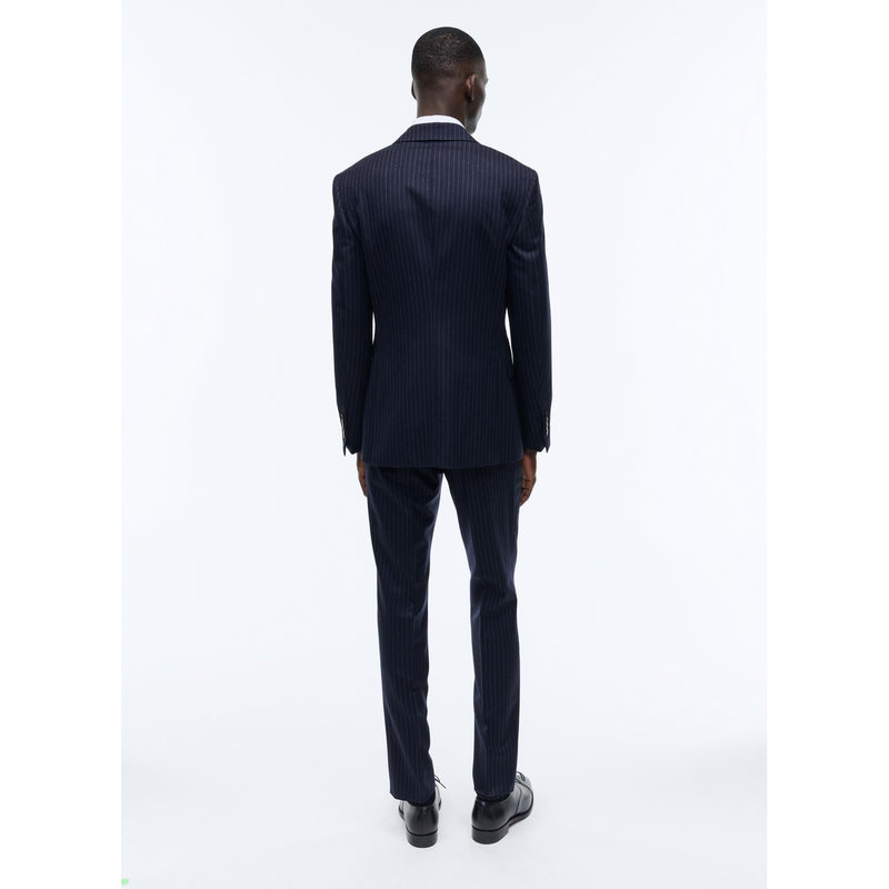 Fursac - Navy Blue Stripe Wool Flannel Suit - Navy Blue - Craie Stripes