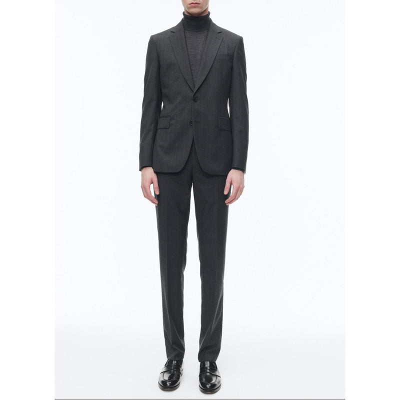 2-Piece Prince of Wales Wool Canvas Suit - Anthracite - Men