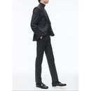 2-Piece Prince of Wales Wool Canvas Suit - Anthracite - Men