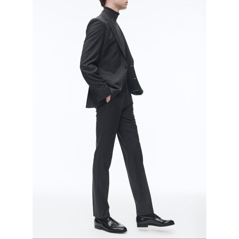 2-Piece Prince of Wales Wool Canvas Suit - Anthracite - Men