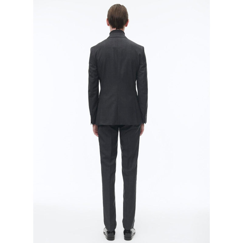 2-Piece Prince of Wales Wool Canvas Suit - Anthracite - Men