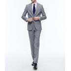 Medium Gray Canvas 2 Piece Suit - Feather