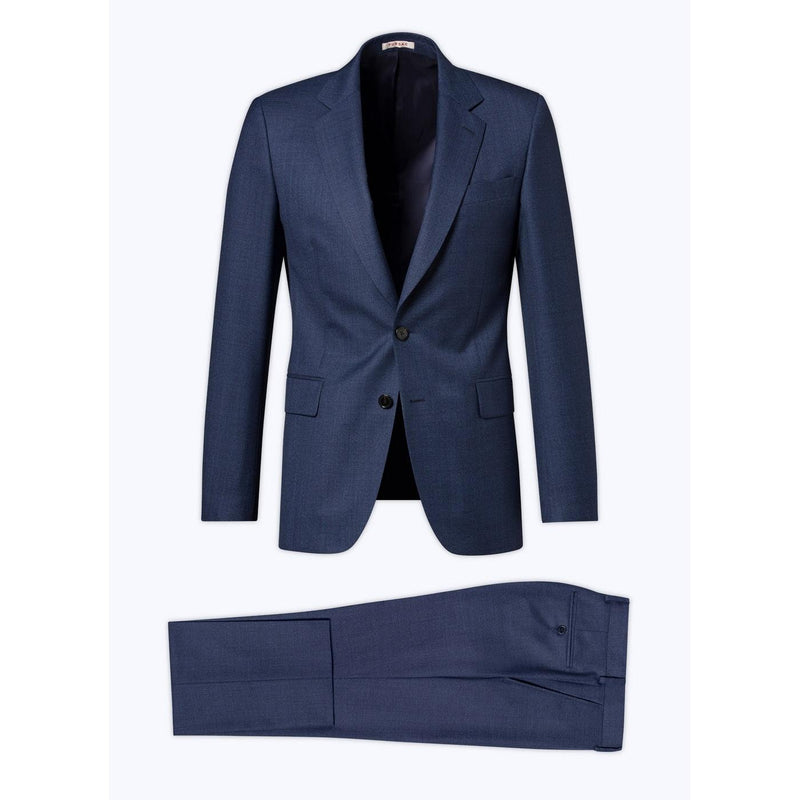 Traje de 2 piezas entallado de lana con microdiseño - Azul de Prusia