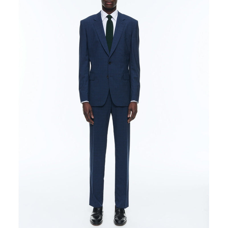 Traje de lona de lana Príncipe de Gales - Azul